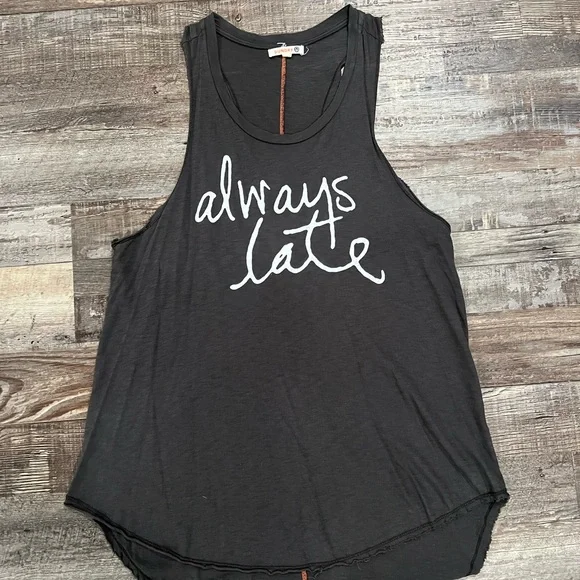 SUNDRY Always Late Graphic Racerback Tank - Picture 2 of 3